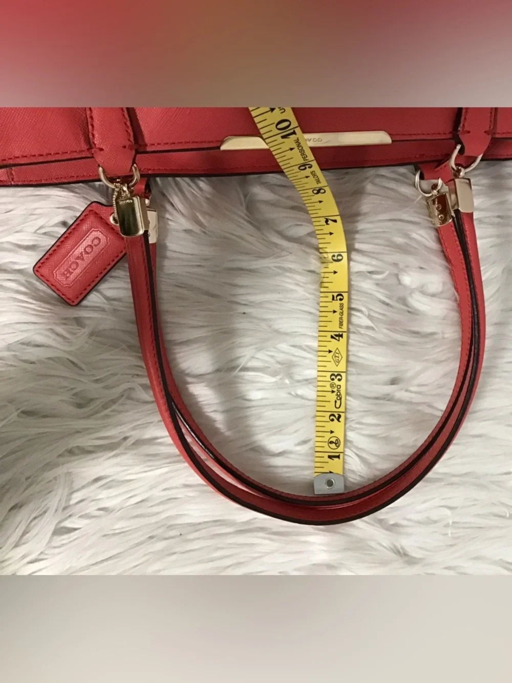 Coach Madison  Saffiano leather Tote Handbag Light Coral EUC